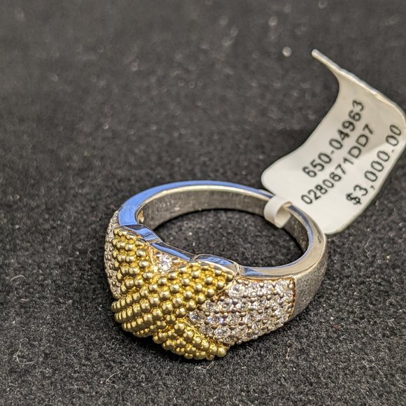 SOLD!!! - LAGOS Caviar Lux X-Wrap Diamond Ring in 18K & Sterling Silver - Picture 7 of 7